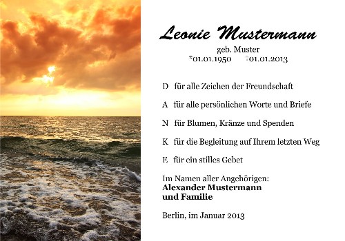 Danksagungskarten Trauer Sonne