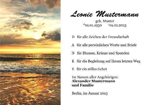 Danksagungskarten Trauer Sonne