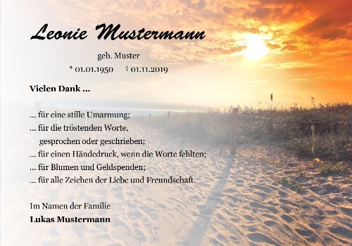 Danksagungskarten Trauer Sonne