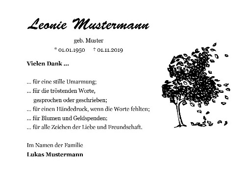 Danksagungskarten Trauer Wald