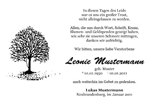 Danksagungskarten Trauer Wald