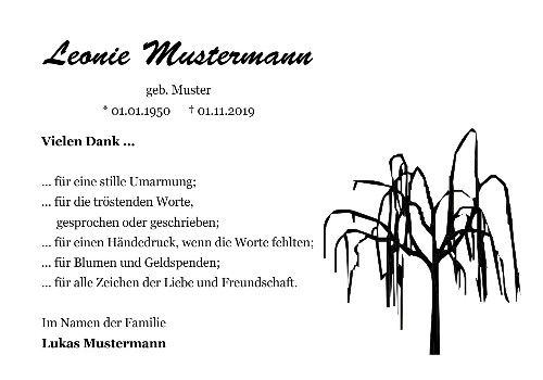 Danksagungskarten Trauer Wald