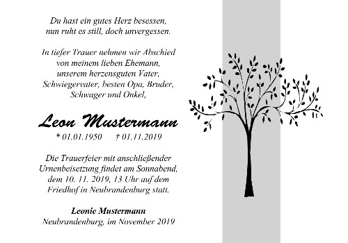 Danksagungskarten Trauer Wald