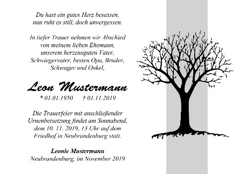 Danksagungskarten Trauer Wald