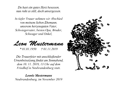 Danksagungskarten Trauer Wald