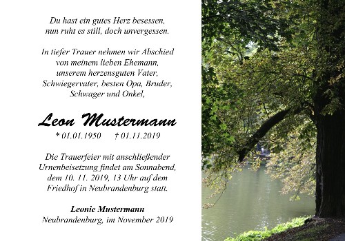 Danksagungskarten Trauer Wald