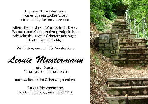 Danksagungskarten Trauer Wald