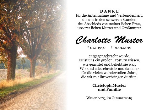 Danksagungskarten Trauer Wald