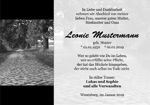 Danksagungskarten Trauer Wald