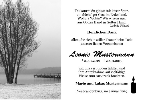 Danksagungskarten Trauer Winter