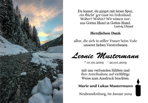 Danksagungskarten Trauer Winter