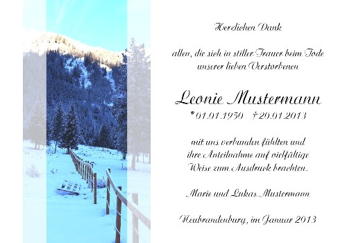 Danksagungskarten Trauer Winter