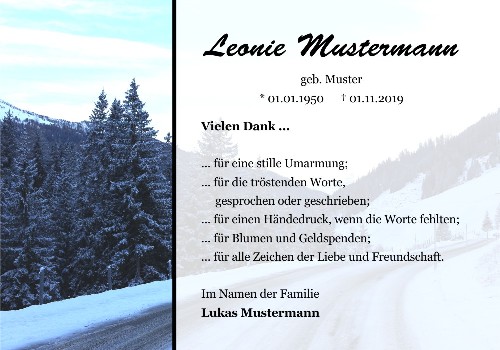 Danksagungskarten Trauer Winter