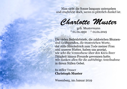 Danksagungskarten Trauer Winter