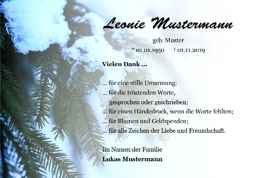 Danksagungskarten Trauer Winter