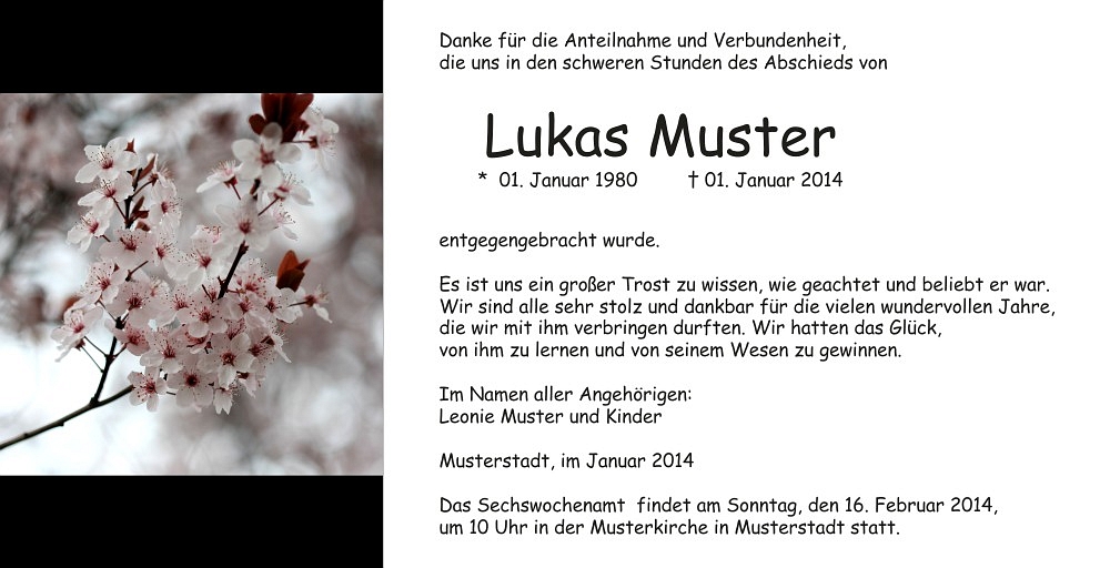 Danksagungskarten Trauer Blume