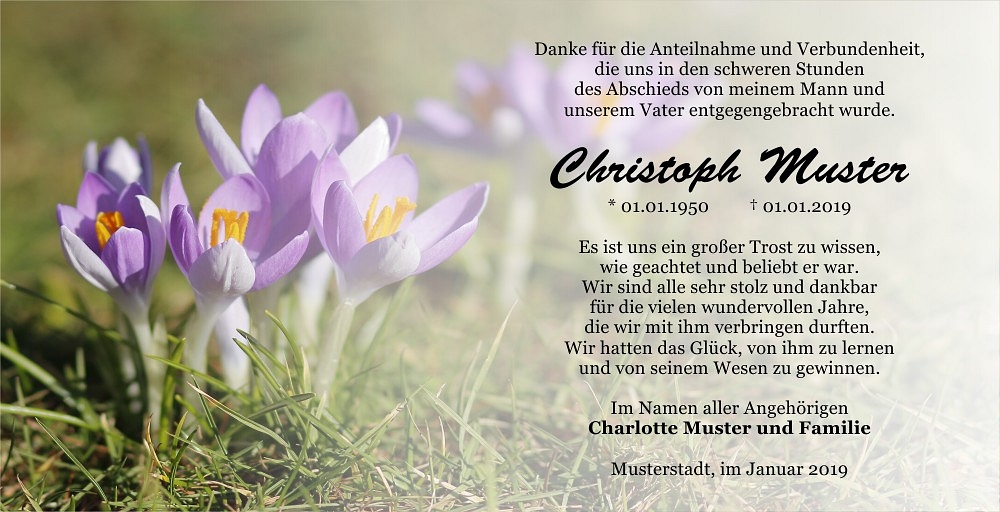 Danksagungskarten Trauer Blume