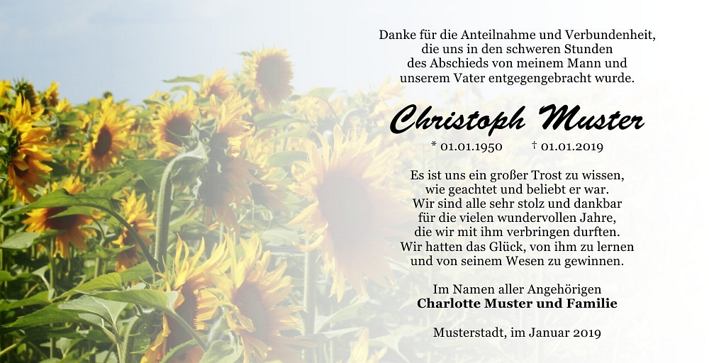 Danksagungskarten Trauer Blume