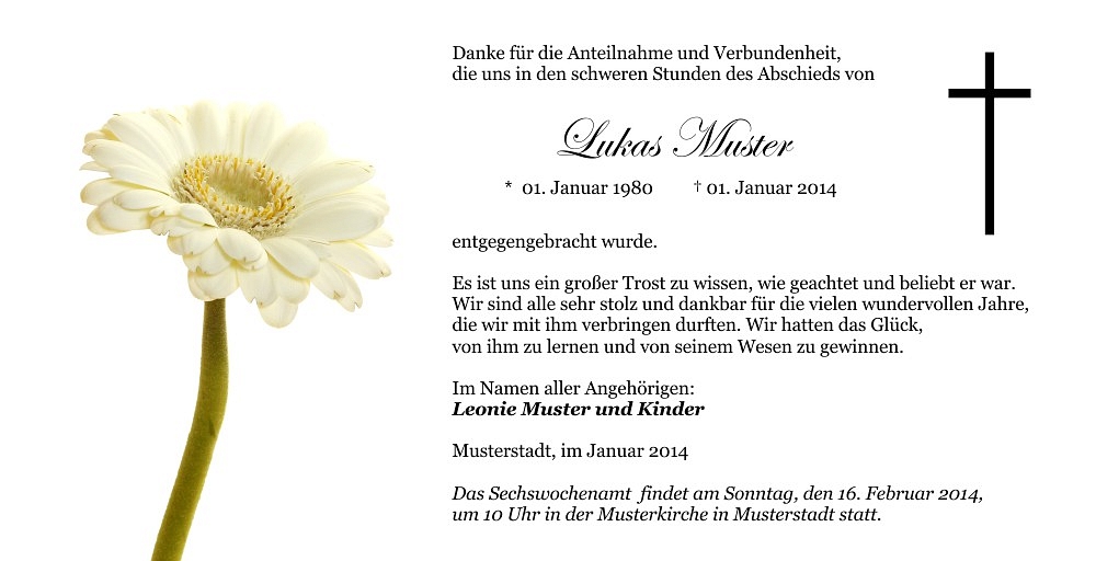 Danksagungskarten Trauer Blume