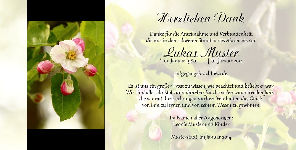 Danksagungskarten Trauer Blume