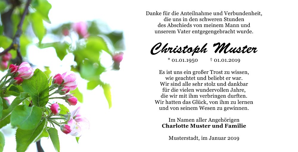 Danksagungskarten Trauer Blume