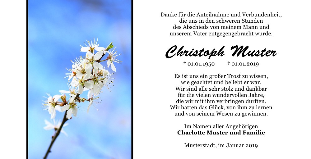 Danksagungskarten Trauer Blume