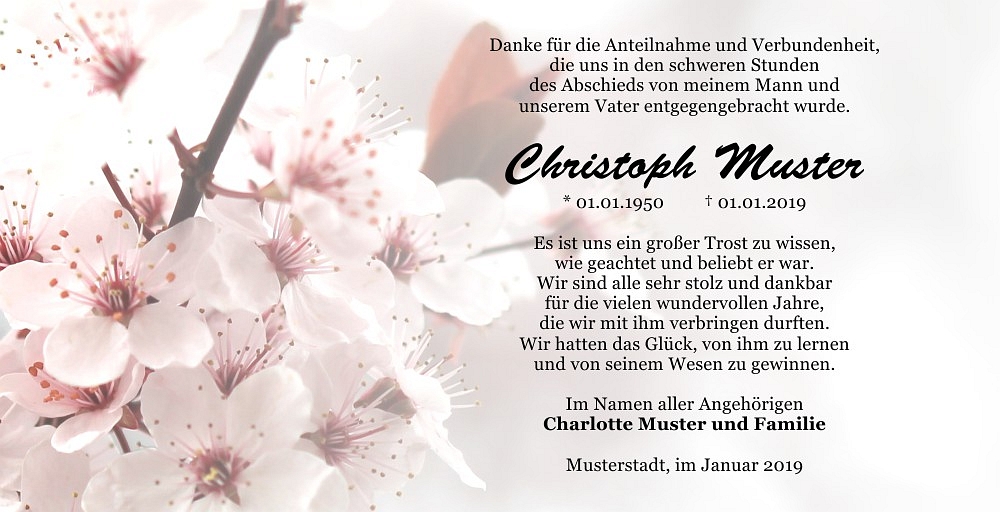 Danksagungskarten Trauer Blume