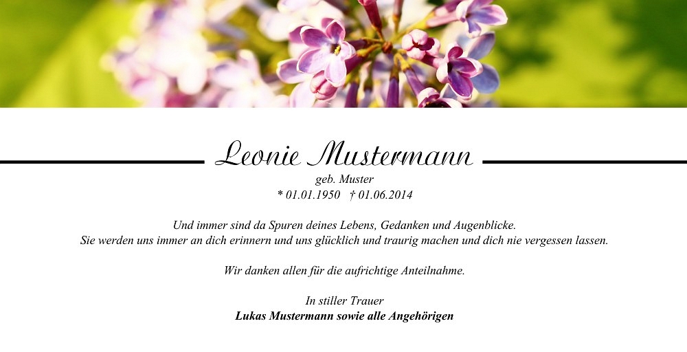 Danksagungskarten Trauer Blume