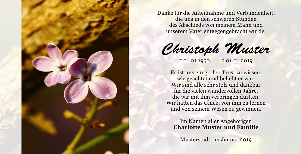 Danksagungskarten Trauer Blume