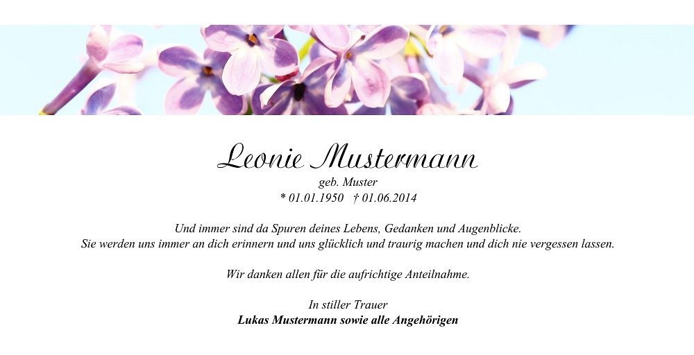 Danksagungskarten Trauer Blume