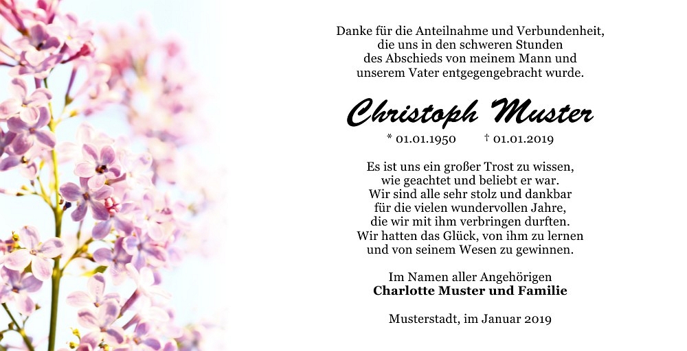 Danksagungskarten Trauer Blume