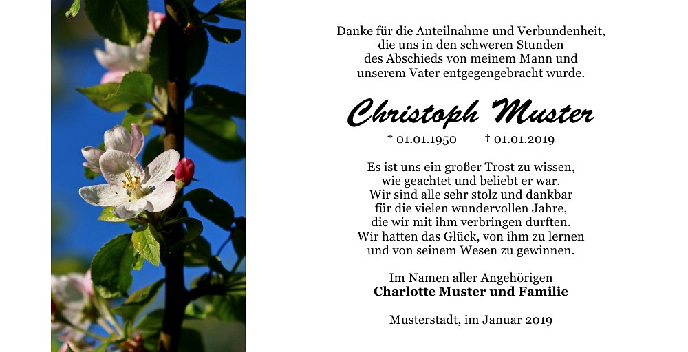 Danksagungskarten Trauer Blume