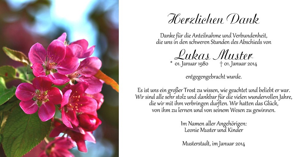 Danksagungskarten Trauer Blume