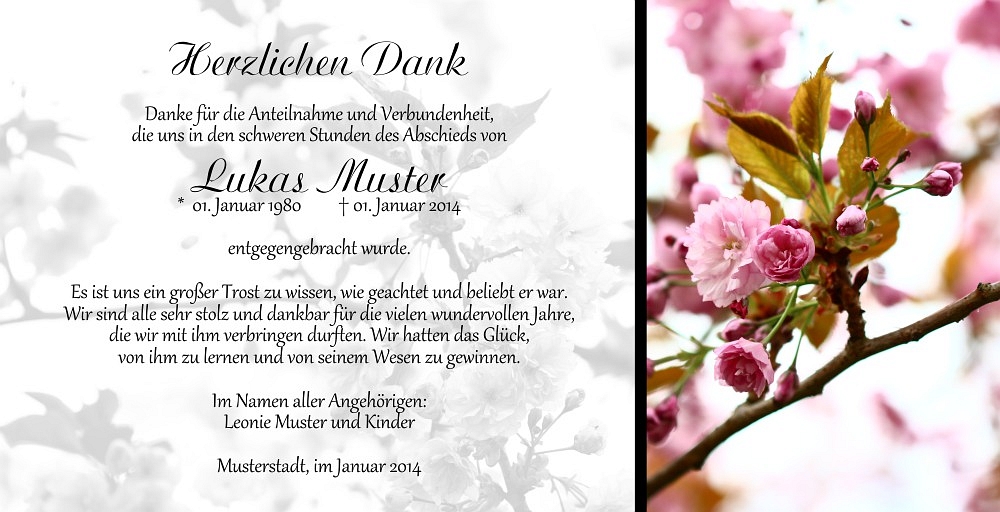 Danksagungskarten Trauer Blume