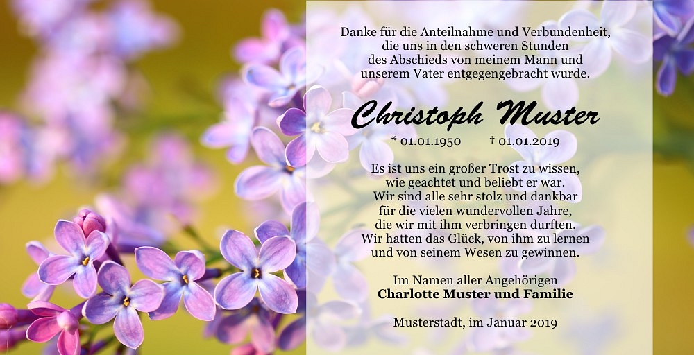 Danksagungskarten Trauer Blume