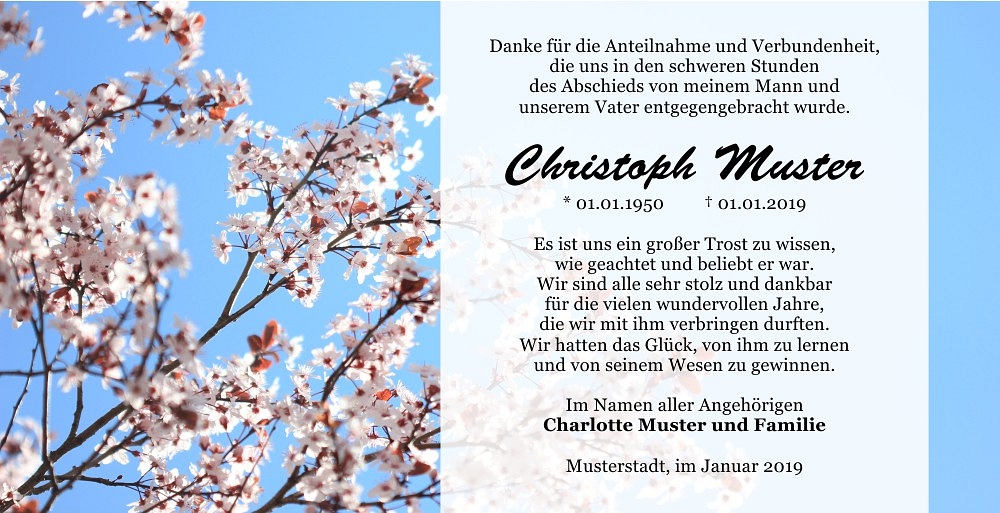 Danksagungskarten Trauer Blume