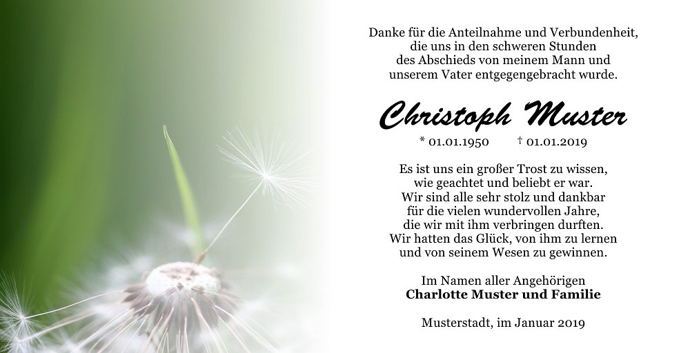 Danksagungskarten Trauer Blume