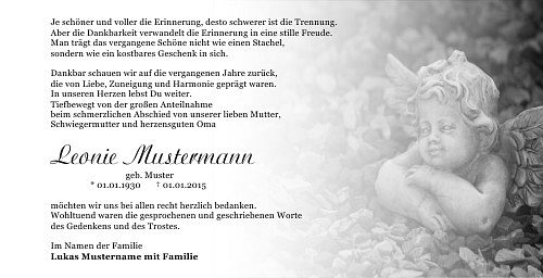 Danksagungskarten Trauer Engel