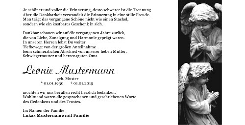 Danksagungskarten Trauer Engel