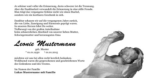 Danksagungskarten Trauer Engel