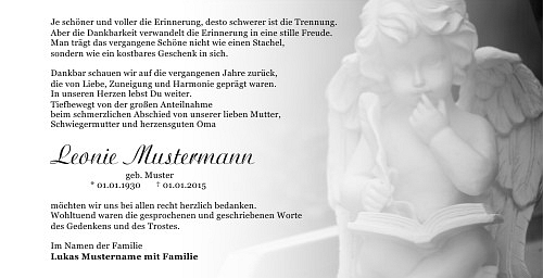 Danksagungskarten Trauer Engel