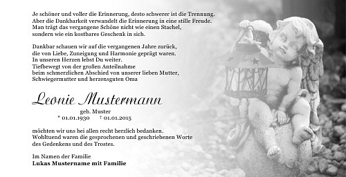 Danksagungskarten Trauer Engel