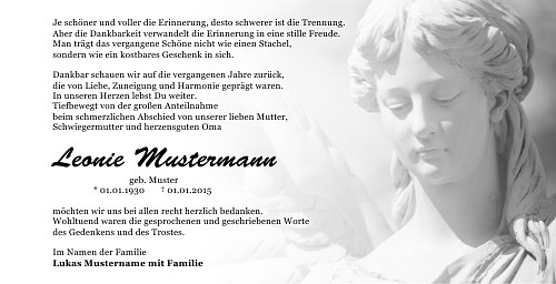 Danksagungskarten Trauer Engel