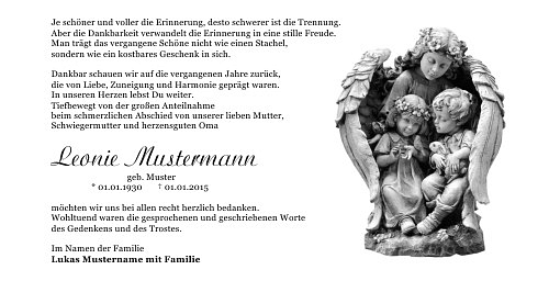 Danksagungskarten Trauer Engel