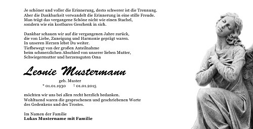 Danksagungskarten Trauer Engel