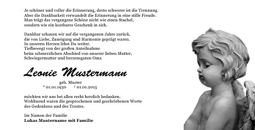 Danksagungskarten Trauer Engel