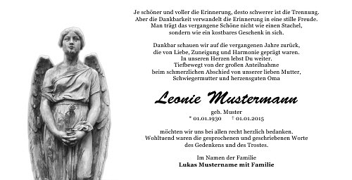 Danksagungskarten Trauer Engel