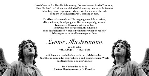 Danksagungskarten Trauer Engel