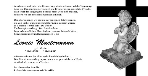 Danksagungskarten Trauer Engel