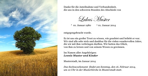 Danksagungskarten Trauer Favoriten